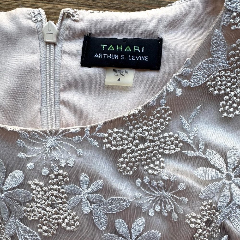 Tahari Embroidered Fit & Flare Hi-Low Midi Dress 4 - Picture 7 of 12